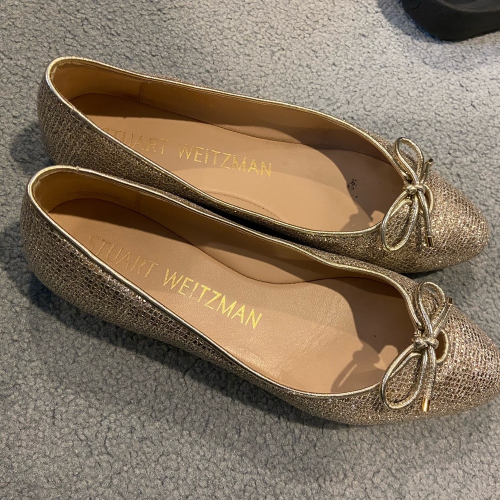 Stuart Weitzman Gold Flats